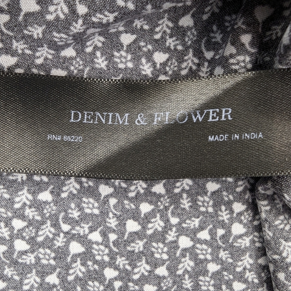 Denim & Flower Men's Black Floral Button Down Short Sleeve Shirt - Small - Picture 7 of 9